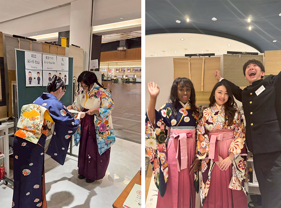 日本文化を楽しむ様子